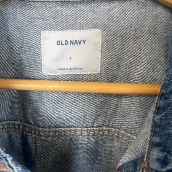 Old Navy Large Denim Jean Jacket Women’s Cut Off Blue Distressed - Picture 4 of 7